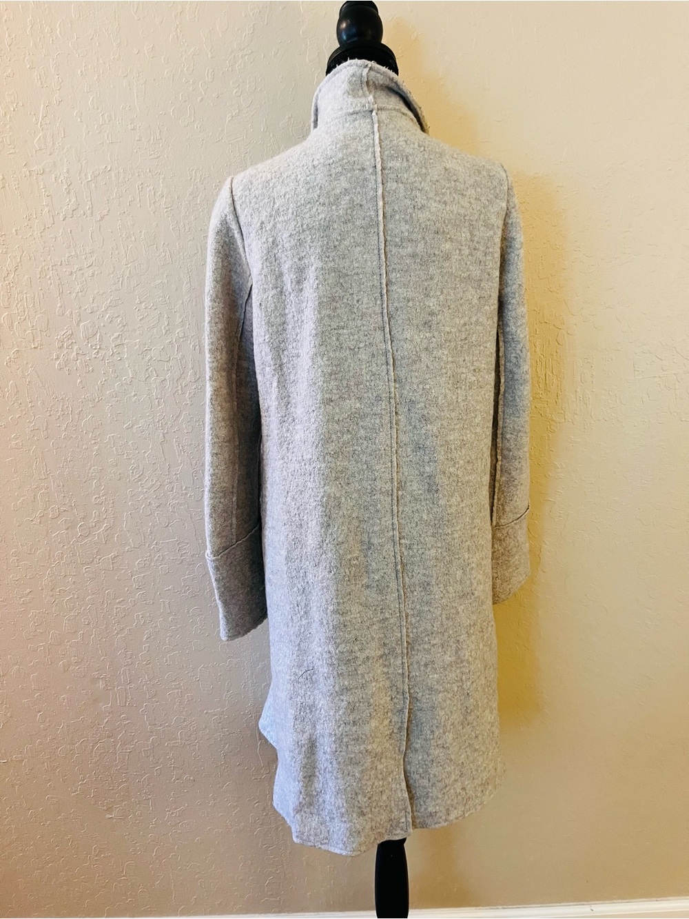 Zara Light Gray Shawl Collar Wool-Blend Pea Coat - Picture 5 of 8
